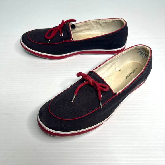 Grasshoppers Westwind Retro Navy Blue Red Canvas Slip On Loafers Size 9.5 Wide - Picture 3 of 9